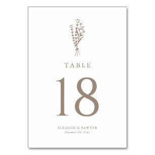 Numéro De Table Taupe Moderne minimaliste Mariage de bouquet flora