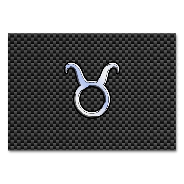 Numéro De Table Taurus Zodiac Sign on Charcoal Carbon Fiber Print (Devant)