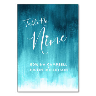 Numéro De Table Teal aqua abstract moderne art table number nine