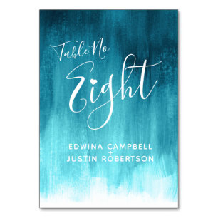 Numéro De Table Teal aqua abstract wash moderne art table number 8