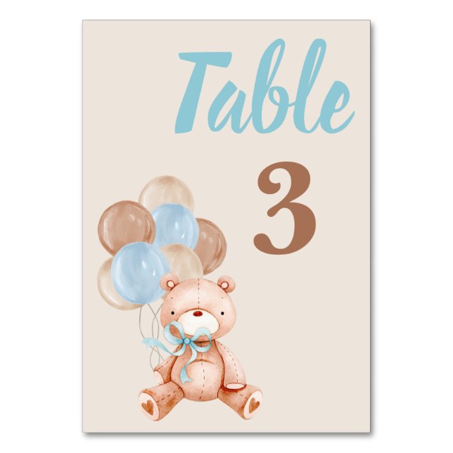 Numéro De Table Teddy Bear Baby shower Boy (Par défaut)