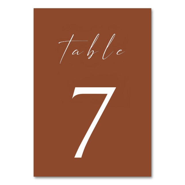 Numéro De Table Terracotta minimaliste Brûlé Orange Boho (Dos)