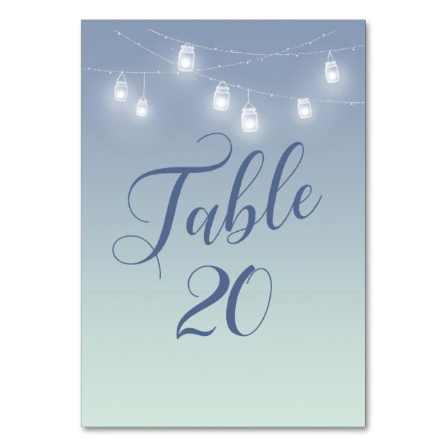 Numéro De Table Thème Décontracté mariage bleu et blanc doux (Par défaut)