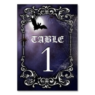 Numéro De Table Thème gothique d'Halloween avec chauve-souris et p