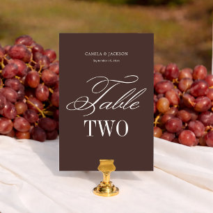 Numéro De Table Thème mariage Brun Espresso