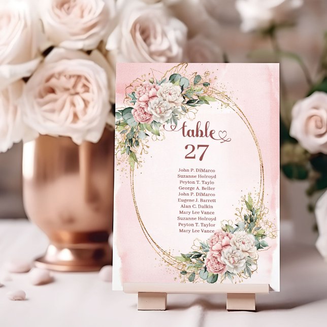 Numéro De Table Timeless Rose Gold Floral Eucalyptus Table Number (Timeless Rose Gold Floral Eucalyptus Table Number)