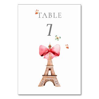 Numéro De Table Tour Eiffel Paris Aquarelle
