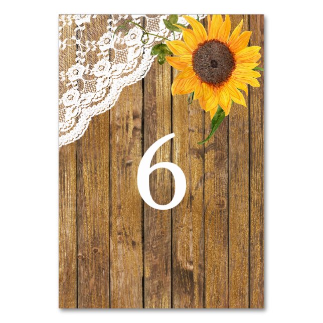Numéro De Table Tournesol dentelle Mariage Floral Table (Par défaut)