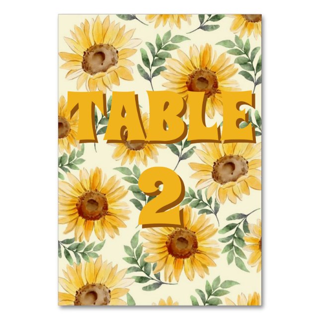 Numéro De Table Tournesol Eucalyptus Floral Mariage botanique (Dos)