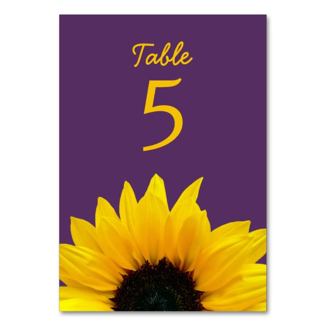 Numéro De Table Tournesol jaune Fleur Mariage Violet (Par défaut)