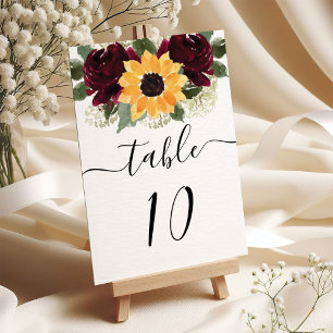 Numéro De Table Tournesol Rose Mariage rustique