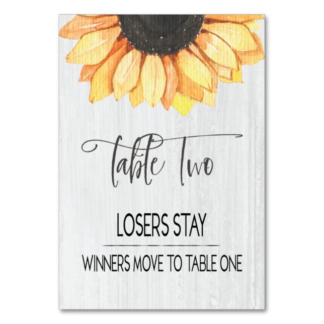 Numéro De Table Tournesol Rustique Table Deux Bunco Numéro de tabl (Par défaut)