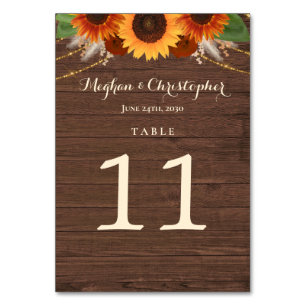 Numéro De Table Tournesol Rustique Terracotta Roses Boho Mariage