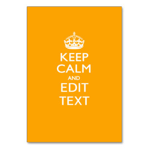 Numéro De Table Traffic Yellow Background Keep Calm And Your Text