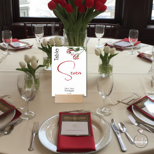 Numéro de table Tulipes rouges et blanches