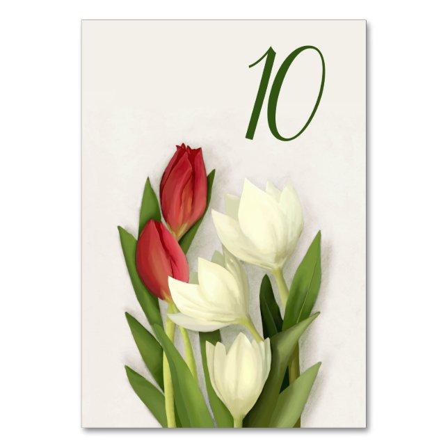Numéro De Table Tulipes rouges et blanches Numéro de tableau (Par défaut)