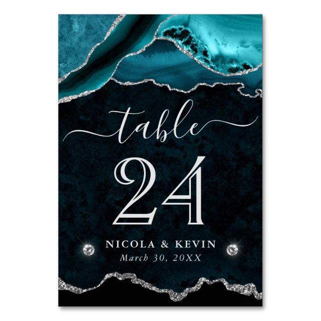 Numéro De Table Turquoise et Argent Faux Parties scintillant Maria (Par défaut)