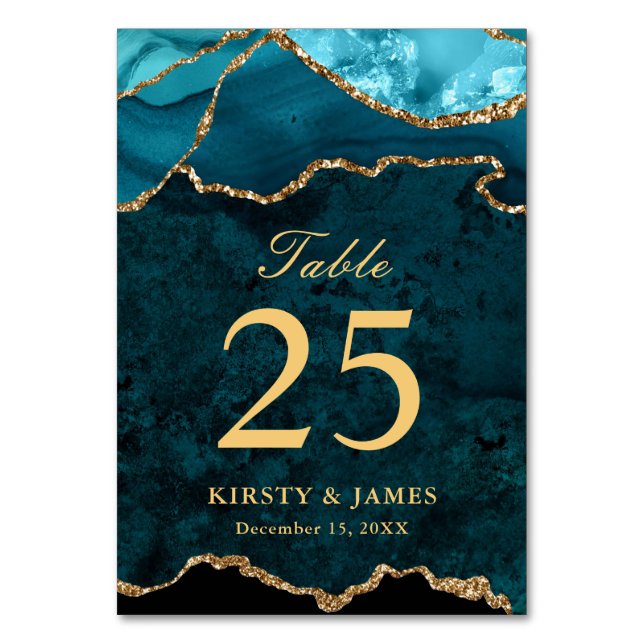 Numéro De Table Turquoise et Gold Faux Parties scintillant Agate M (Par défaut)