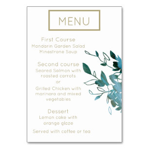 Numéro De Table Turquoise et or moderne minimaliste Mariage menu T