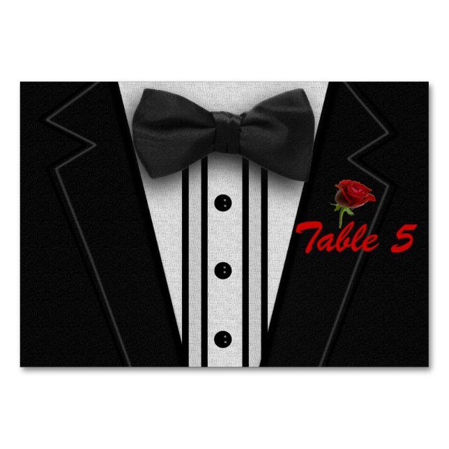 Numéro De Table Tuxedo avec Monogramme de Cravate Bow (Devant)