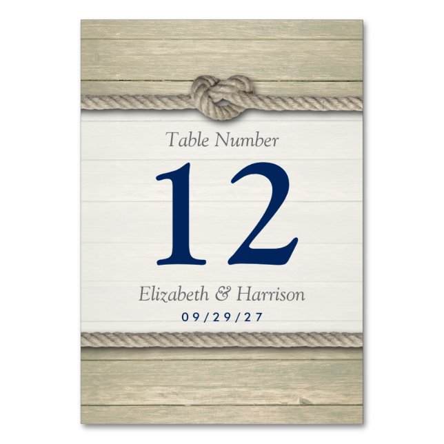 Numéro De Table Tying The Knot Rustic Beach Wedding Numéro De Tabl (Par défaut)