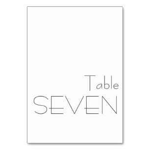 Numéro De Table Typographie minimaliste noir blanc jouant SEPT