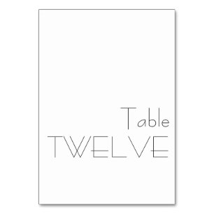 Numéro De Table Typographie minimaliste noir blanc Jouer DOUZE