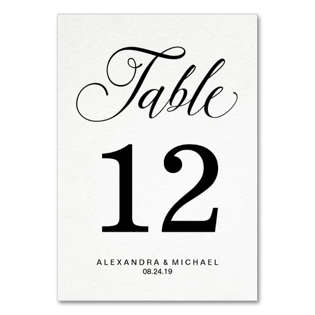 Numéro De Table Typographie moderne simple sur papier aquarelle (Par défaut)