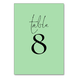 Numéro De Table Typographie simple Celadon Mariage de script vert