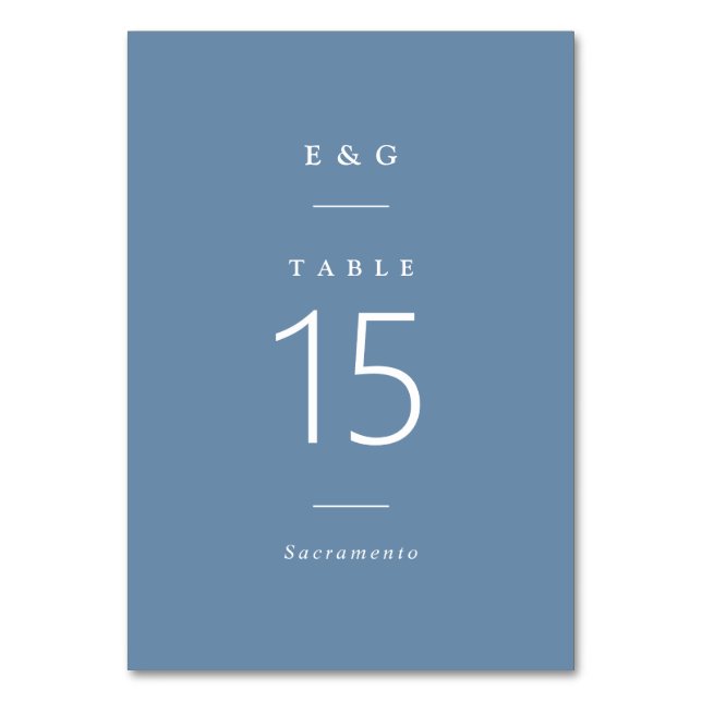 Numéro De Table Typographie simplement élégante mariage bleu pouss (Par défaut)
