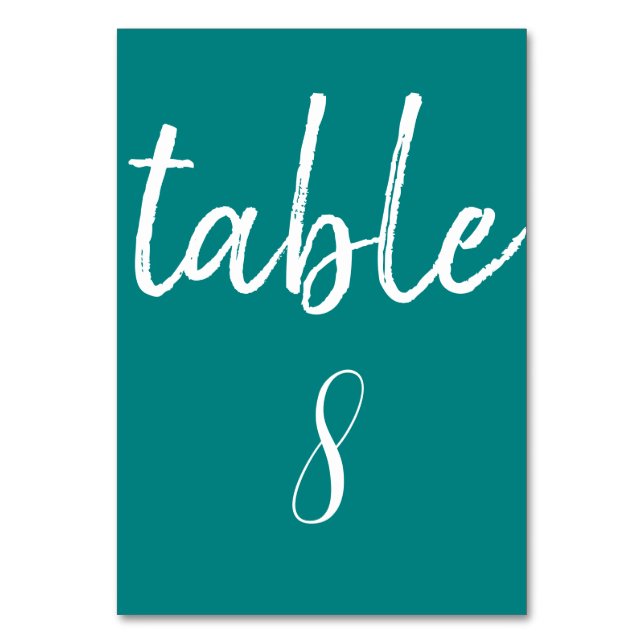 Numéro De Table Typographie Turquoise moderne Mariage minimal (Par défaut)