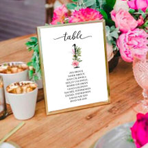 Numéro de table un Table des pivoines roses