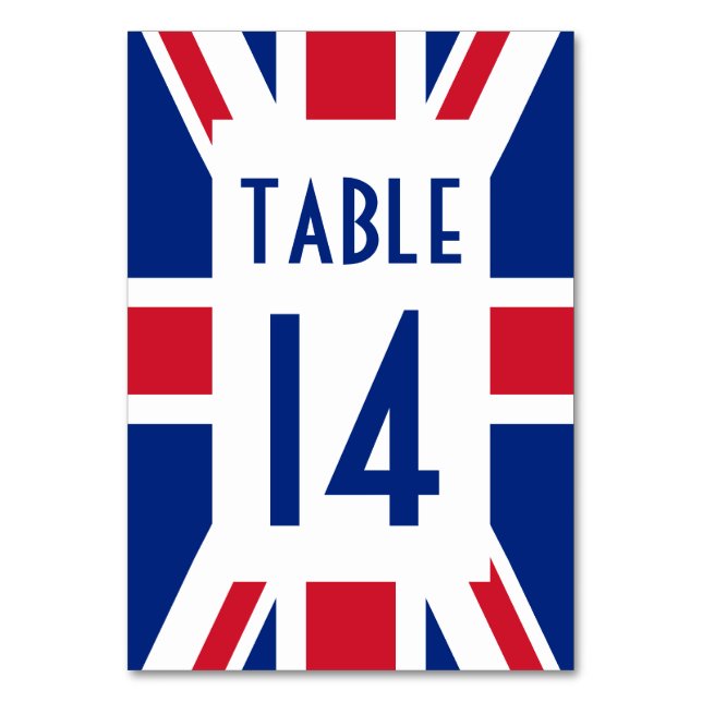 Numéro De Table Union Jack avec numéro bleu (Dos)