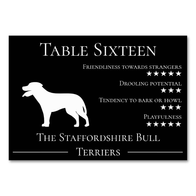 Numéro De Table Unique drôle chien race invité taureau terrier équ (Devant)