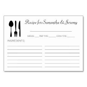 Numéro De Table Ustensiles de cuisine Fête des mariées Recette Car