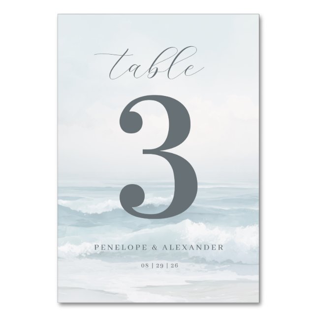 Numéro De Table Vagues Calmes de la Plage Bleue (Par défaut)