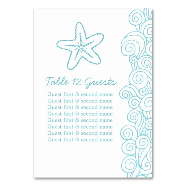 Numéro De Table vagues de la mer aqua invités Mariages numéros de  (Dos)