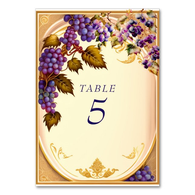 Numéro De Table Vaisseau Mariage Grape VIne Gold Filigree (Par défaut)