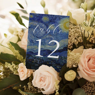 Numéro De Table Van Gogh Starry Mariage de nuit