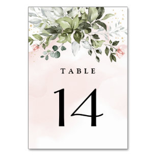 Numéro De Table Végétation dorée Succulente Dusty Blue Mariage