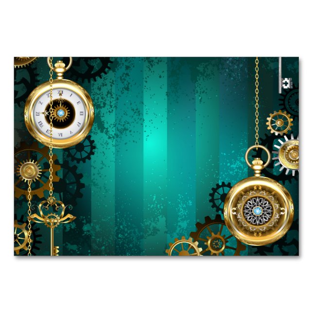 Numéro De Table Veille bijoux Steampunk sur un Arrière - plan vert (Devant)