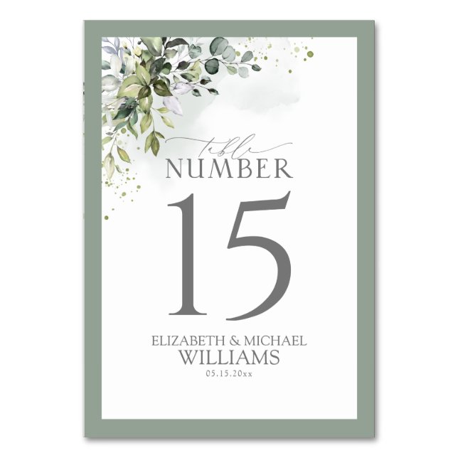 Numéro De Table Verdure botanique Réception aquarelle florale (Par défaut)