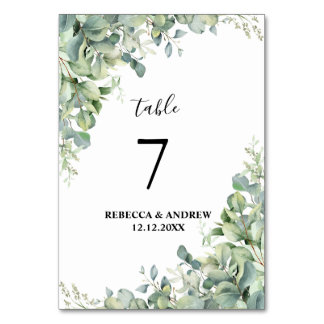 Numéro De Table Verdure Eucalyptus