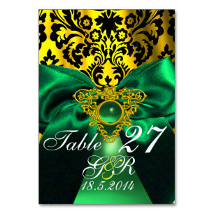 NUMÉRO DE TABLE VERT RIBBON OR CELTIC COEUR DOMMASQUE MONOGRAPHE