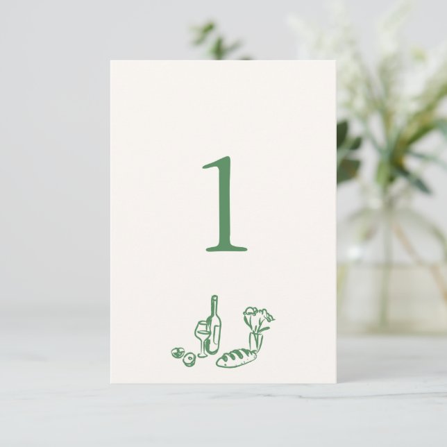 Numéro de table verte à main lunaire (Debout devant)