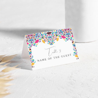 Numéro De Table Vibrant Mexican Fiesta Rainbow Wedding Place Card