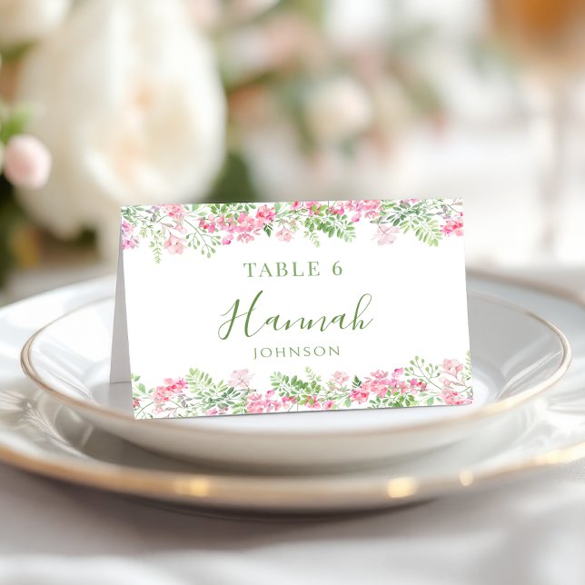 Numéro De Table Vibrant Pink Floral Chic Bridal Shower Place Cards (Créateur téléchargé)