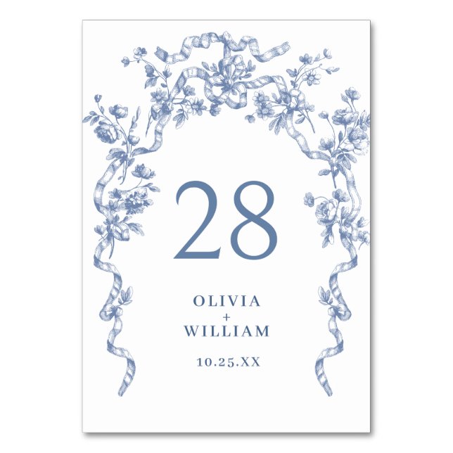 Numéro De Table Victorien Ornate Grace Floral Dusty Mariage bleu (Par défaut)