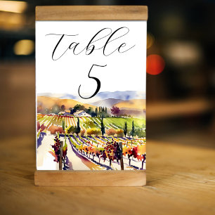 Numéro De Table Vignoble Napa Valley aquarelle mariage vaisselle