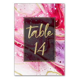 Numéro De Table Vin à épingle épicé Marbre rouge avec Mariage en f